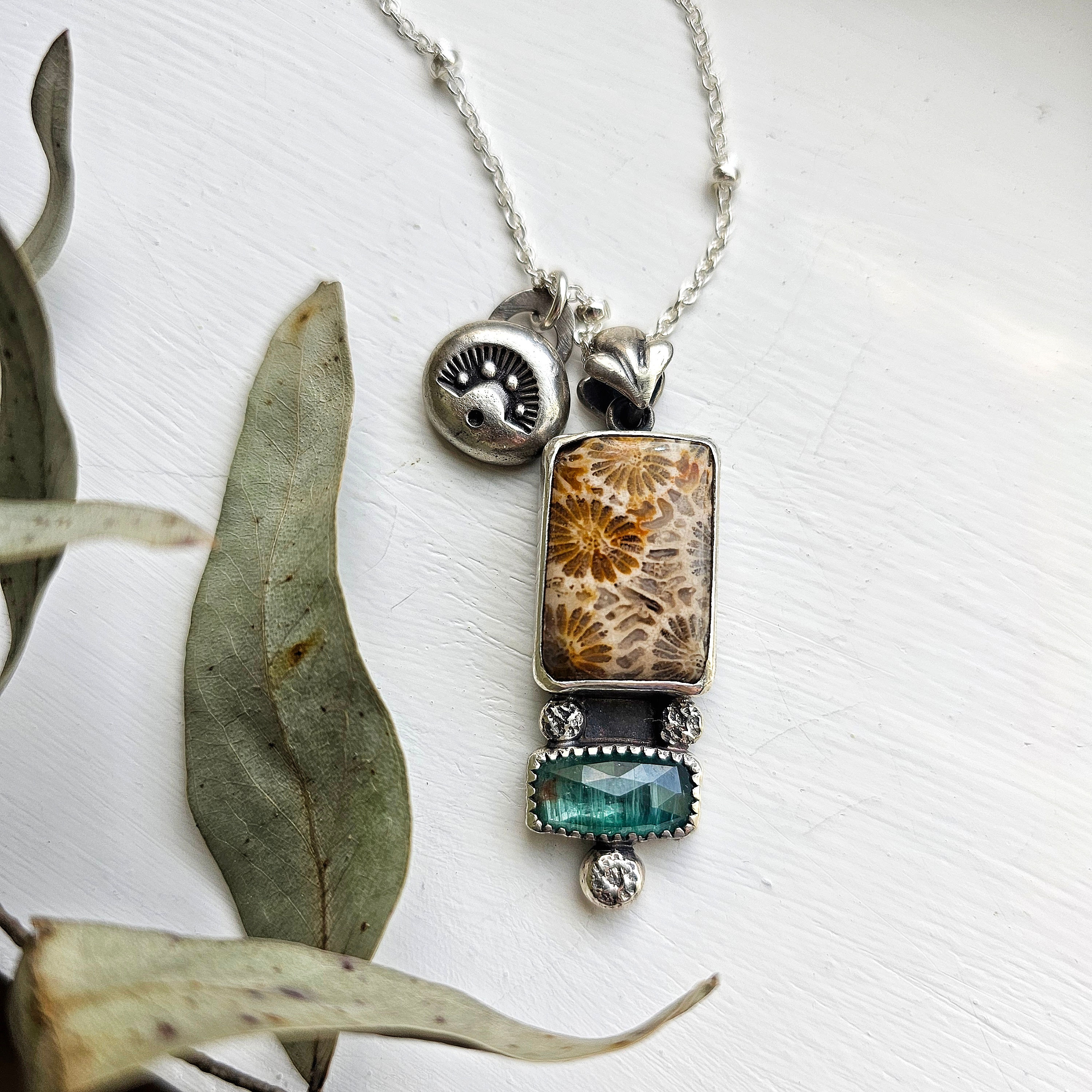 pot of gold: kyanite & fossil coral