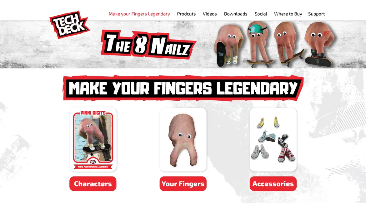 Landing Page for Tech Deck 8 Nailz Campaign