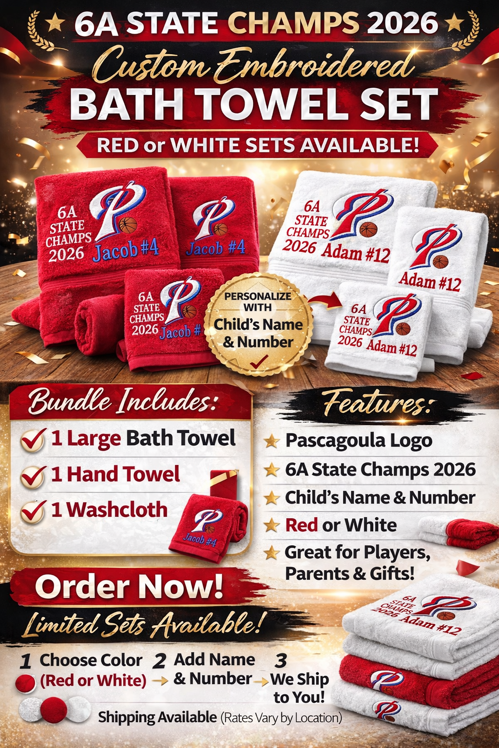 Commemorative  3 piece towel set