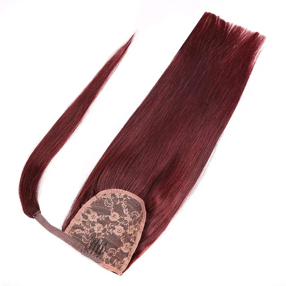 Thumbnail: Straight Human Hair Ponytail Extensions 100% Virgin Natural Brazilian Remy Wrap