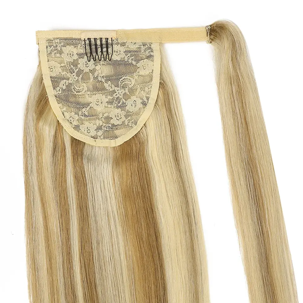 Thumbnail: Straight Human Hair Ponytail Extensions 100% Virgin Natural Brazilian Remy Wrap
