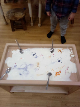 a tray with white gloop 