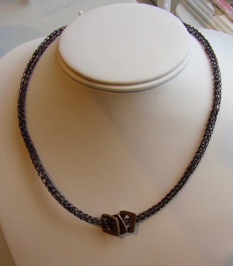Viking knitting w/ bronze squares