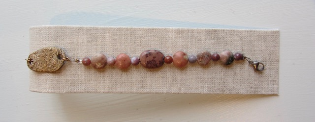 Stone bead bracelet w/ bronze clasp