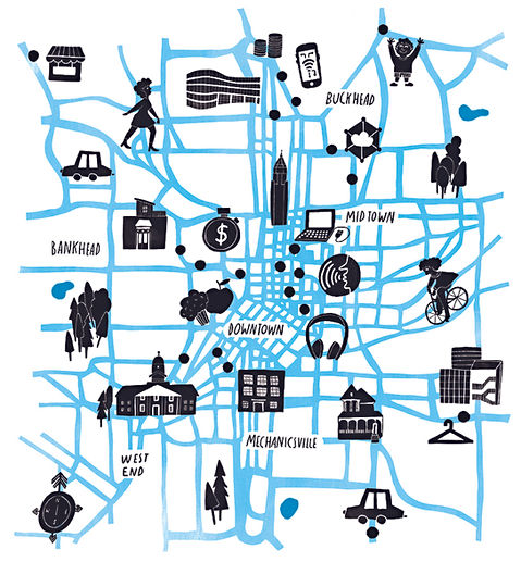 Atlanta Map. Ebony magazine