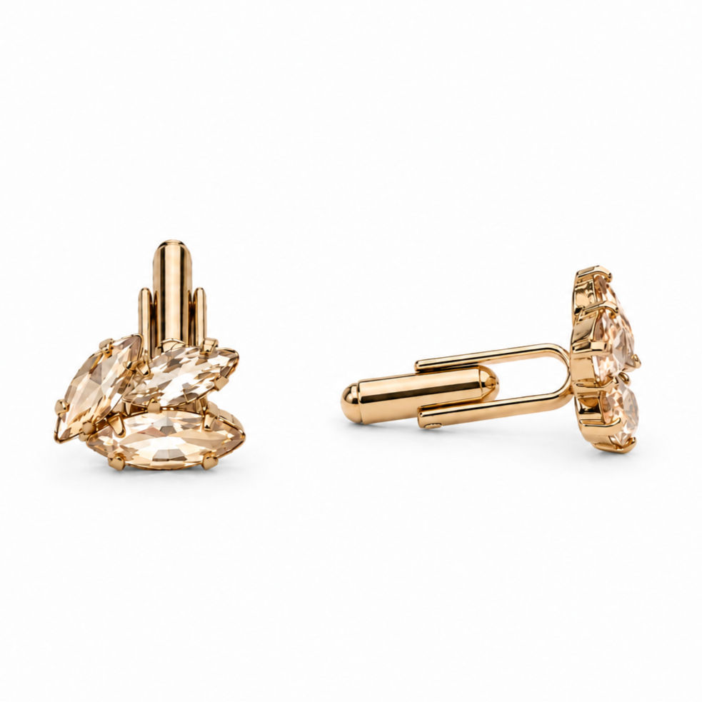 Chios Swarovski Cufflinks - Gold