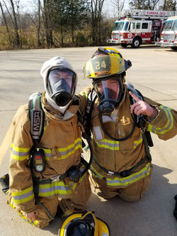 Jr. Firefighter in gear