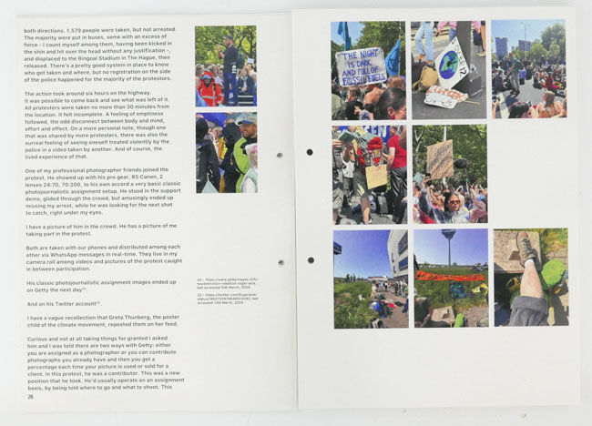 Standing, photographing,sitting,filmingl is a photo book by photographer Alina Lupu on protest for Palestine Self published by Amsterdam,2025