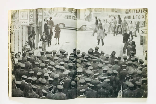 Today fascism dies is a photo book by Alekos Vutsaras on the protest at Politechnic of Athens in Greece published by Ermias, Athens,Greece, 1974