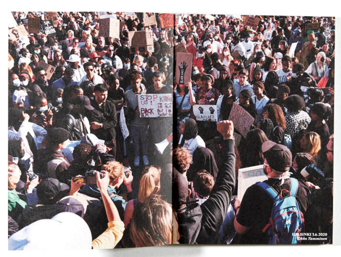 No Justice, No Peace is a photo book by photographers Nathi Sihlophe, Notra Sayyad on Finland protests Selfpublishing, Tampere, Finland,2020