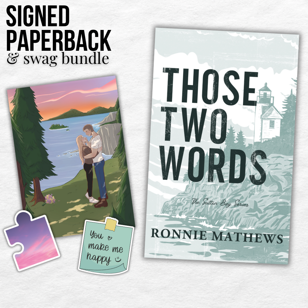 Those Two Words - signed paperback + swag bundle