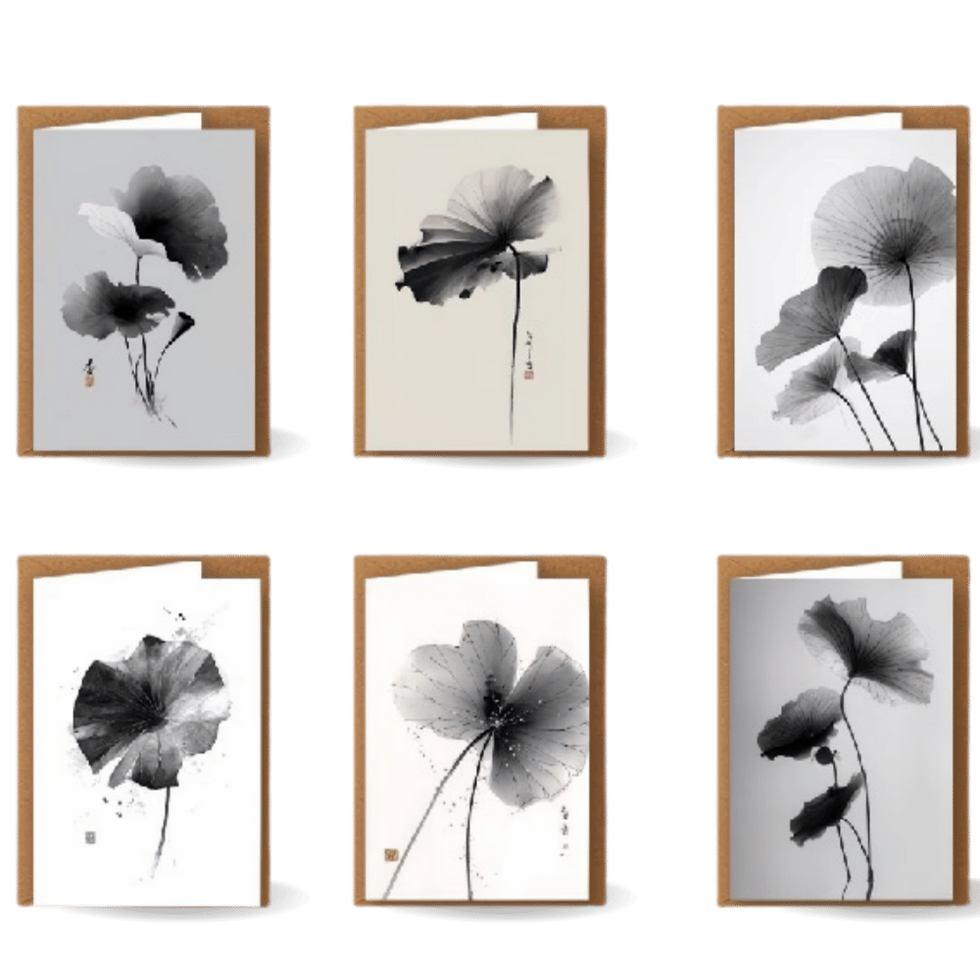 Miniatura: B&W Flowers Greeting Card