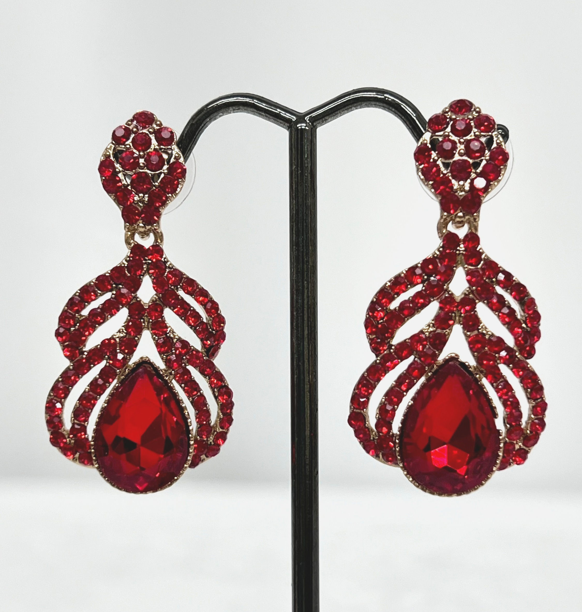 Red rhinestone earrings
