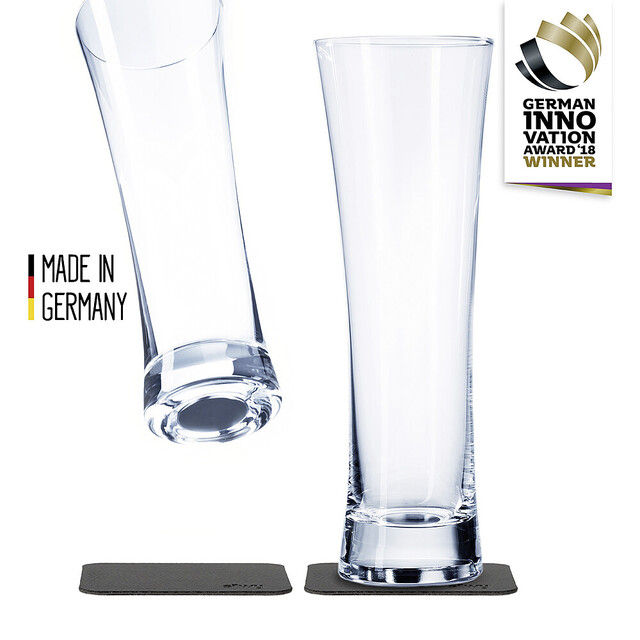 Magnet-Kristallgläser silwy BIER 2er-Set 330 ml 2 Kristallgläser + 2 Pads