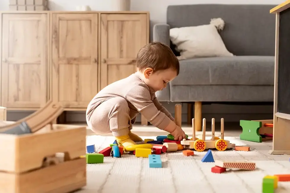 kid playing with montessori materials