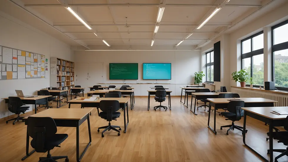 Wide angle view of a peaceful online learning environment
