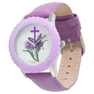 Flowers Butterfly Cross - Purple