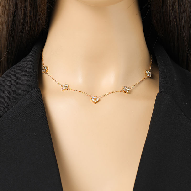 Thumbnail: Lucky Clover Zircon Necklace