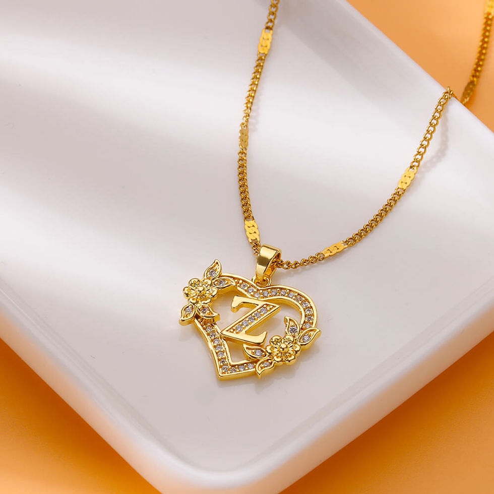 Thumbnail: Personalised Initial Heart Necklace with Zircon – Elegant Gold Letter Pendant fo