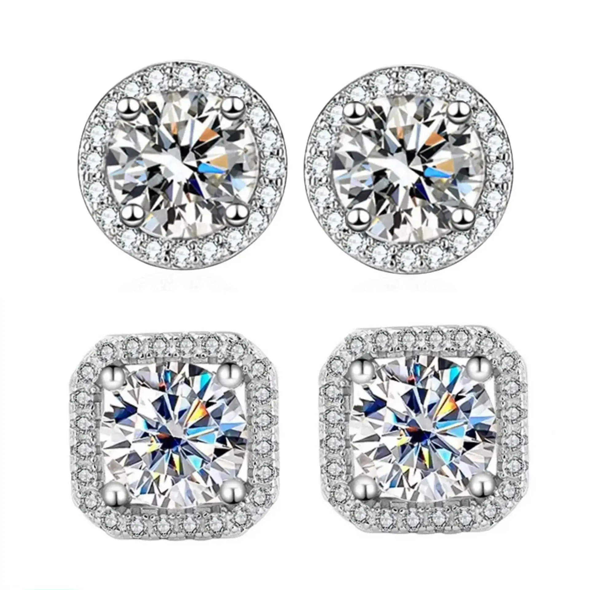Diamond Earrings Mosonite Earring Square Bag Earrings marry Jewelry simple and f