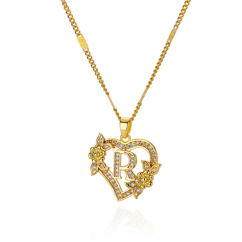 Thumbnail: Personalised Initial Heart Necklace with Zircon – Elegant Gold Letter Pendant fo
