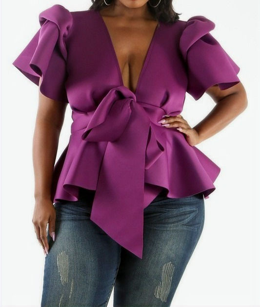 Thumbnail: Super Techno Peplum  Top W/Tie Front
