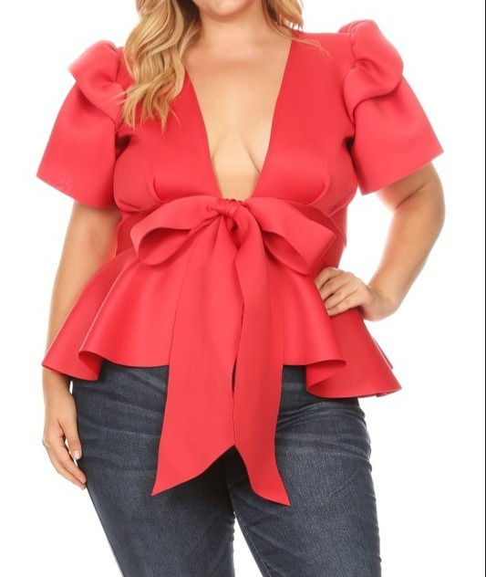 Thumbnail: Super Techno Peplum  Top W/Tie Front