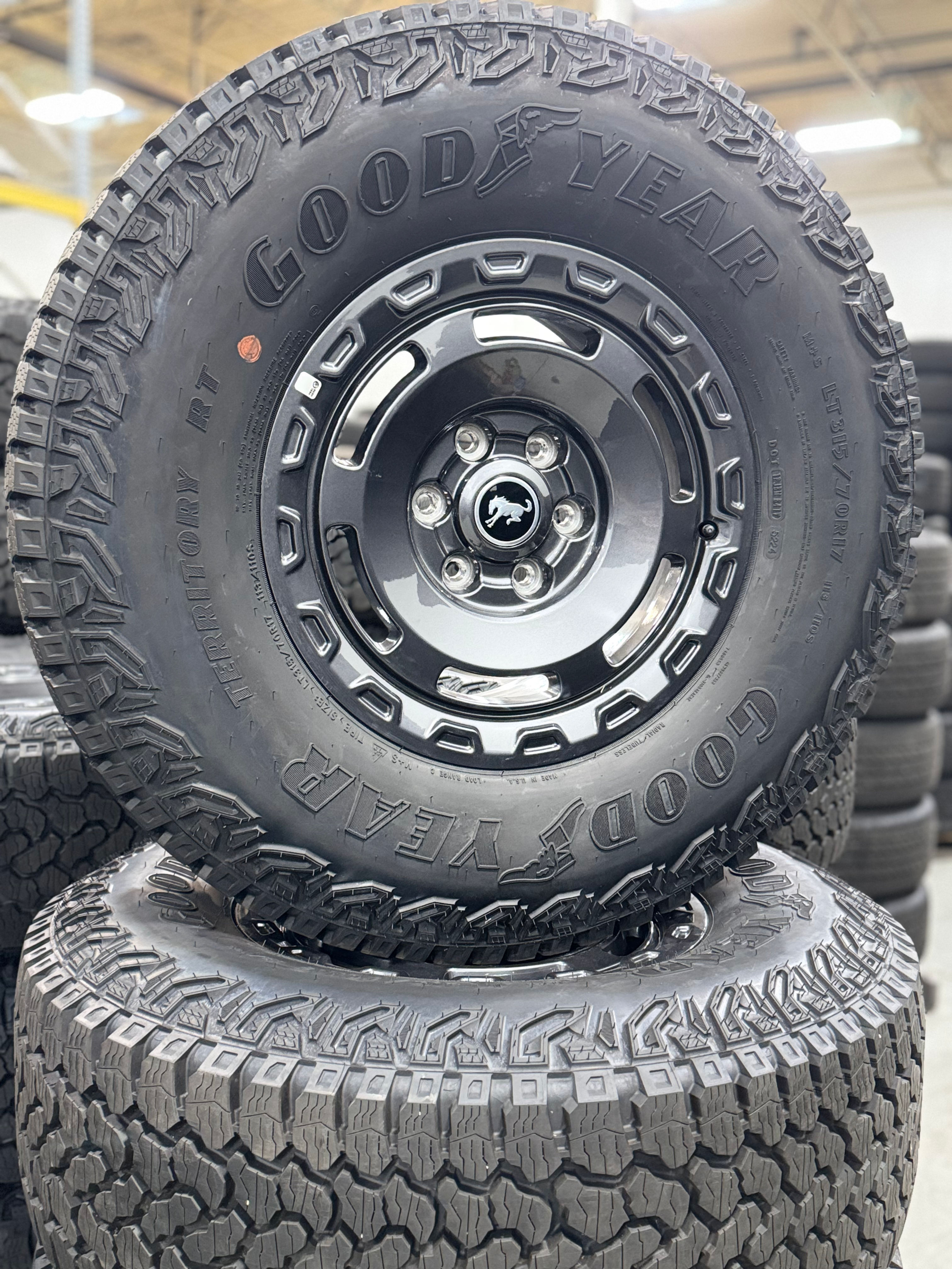 Set Of 5 Ford Bronco Everglades Wheels w/ 35" Goodyear Territory RT