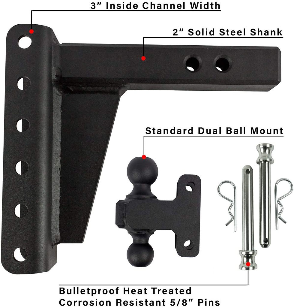 Miniatura: Enganches a prueba de balas 2.0" Ajustable Heavy Duty (22,000lb Clasificación) 6" Drop/Rise Tr