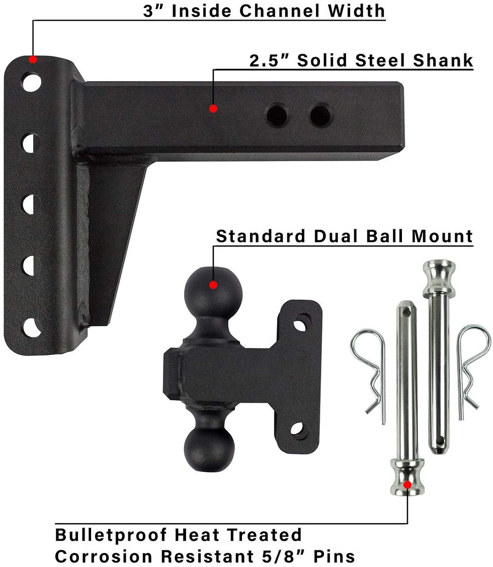 Miniatura: Enganches a prueba de balas 2.5" ajustable de servicio pesado (clasificación de 22,000 lb) 4" Drop/Rise Tr