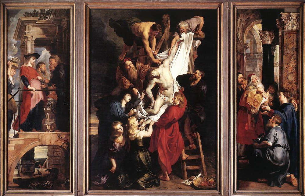 Descent from the Cross, Peter Paul Rubens, oil on wood, 421x311cm