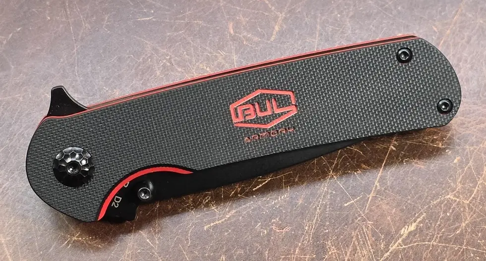 BUL Armory USA - SAS II EDC Folding Manual Flipper - Black & Red Logo - G10 - D2