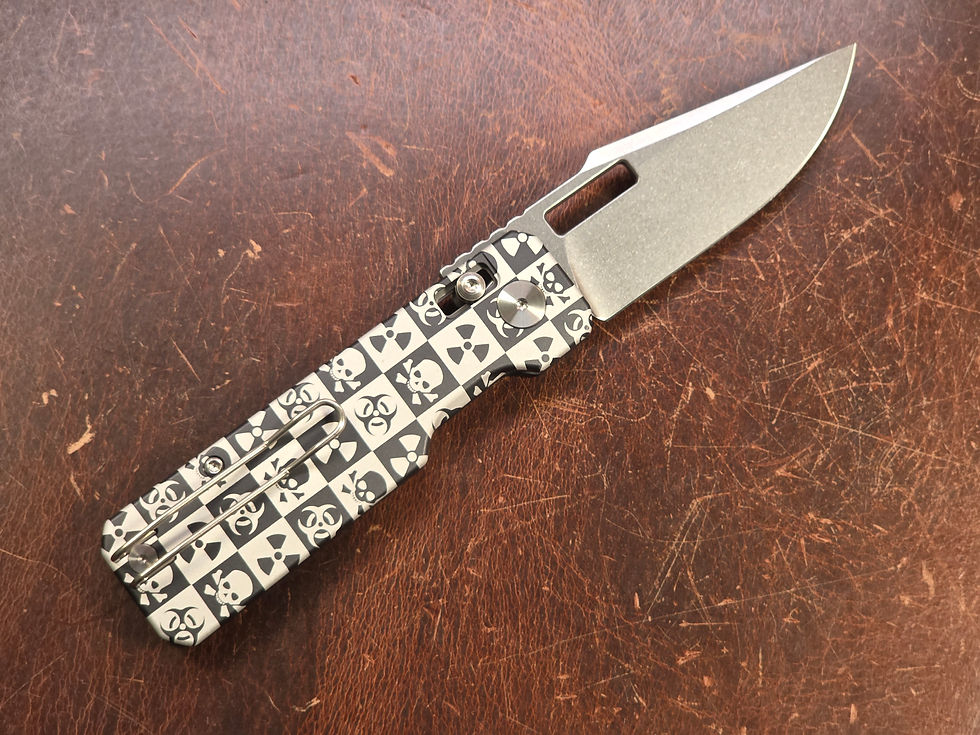 Thumbnail: Vero Engineering - Aura Drop Point - TOXIC-Biohazard Pattern - Stonewash