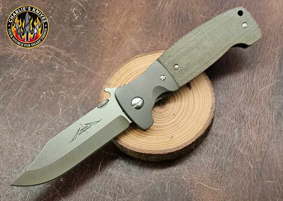 Ernest Emerson Custom CQC-12 Specwar Green Micarta Ti Bolsters