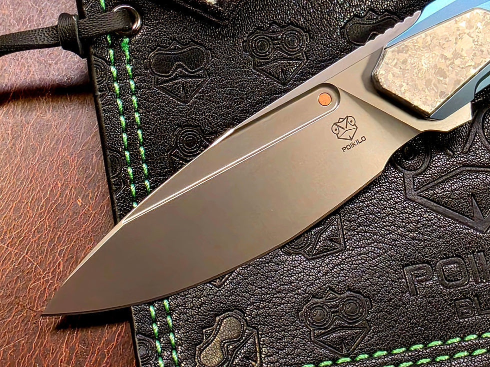 Poikilo Blade Vulpex VK-Flow S1 Pearlescent Stonewash M390 Flipper Blue Ti