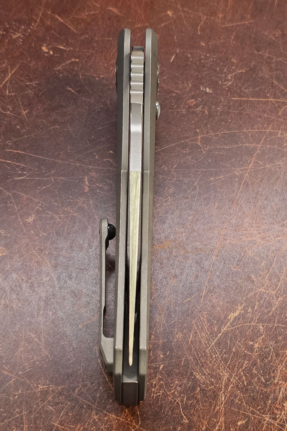 Thumbnail: Heretic Knives Custom Wraith V4 Manual Vented Distressed Ti Chassis Cracked Ice
