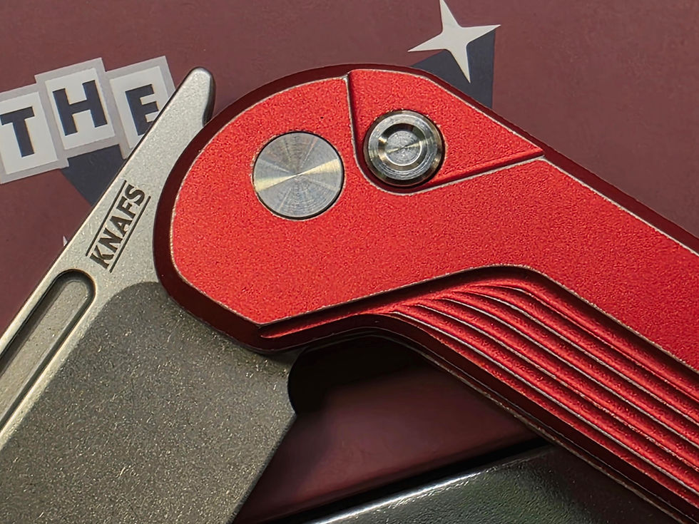 Thumbnail: Knafs Capcom Pocket Knife - Blade Show 2026 Red/Gray Satin/Stonewash Blade 00645