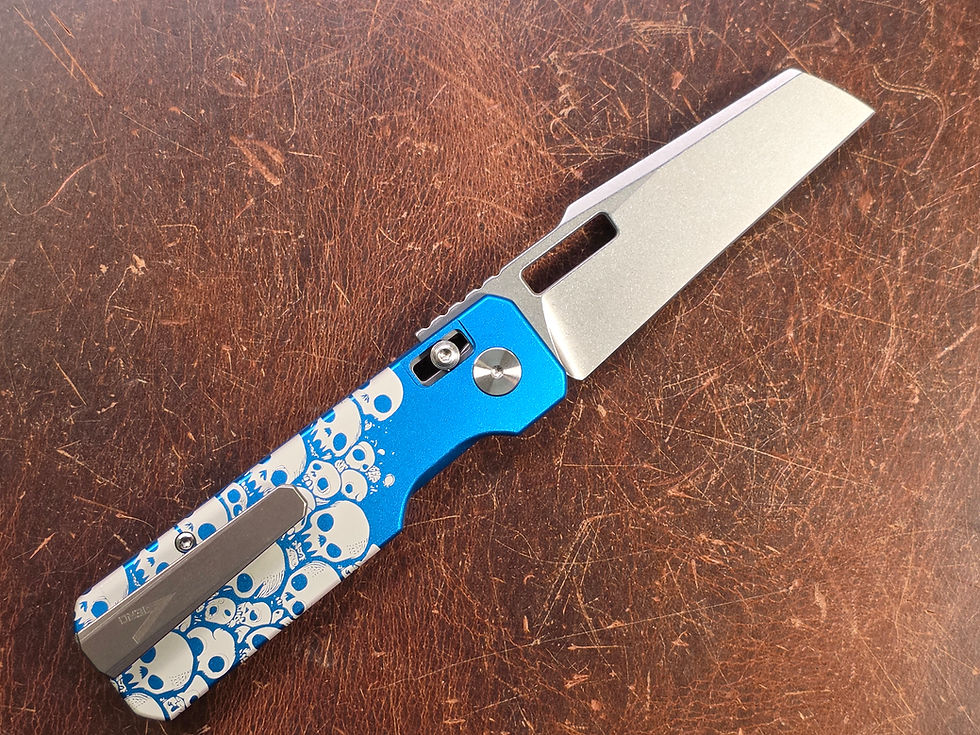 Vero Engineering - Aura Blue ANO Skull Pattern/Stonewash Talon Ti Lynch Clip