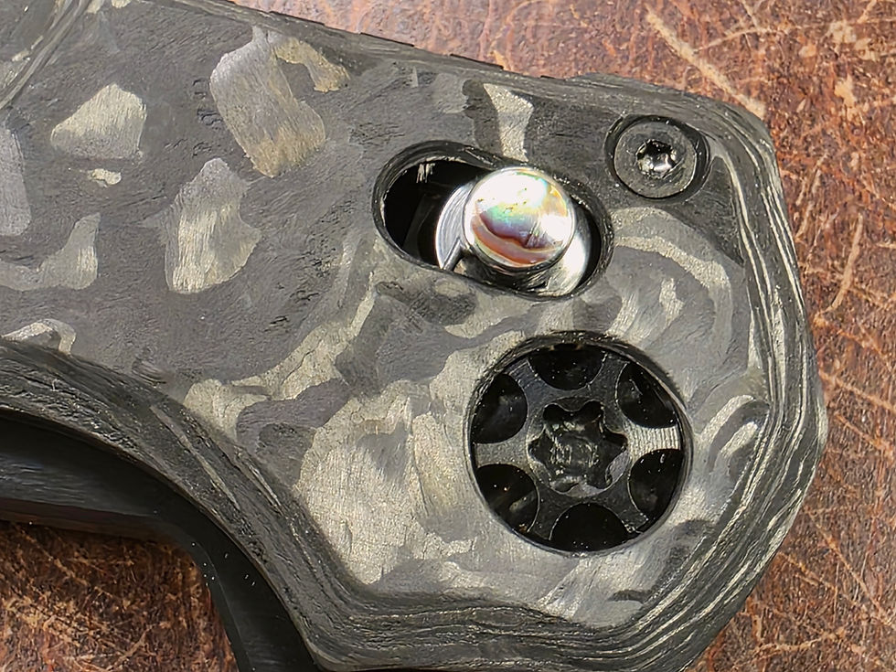 Thumbnail: Heretic Knives Custom Koschei Crossbar Lock Marbled Carbon Fiber 3.5" M390 DLC Mirror Polish