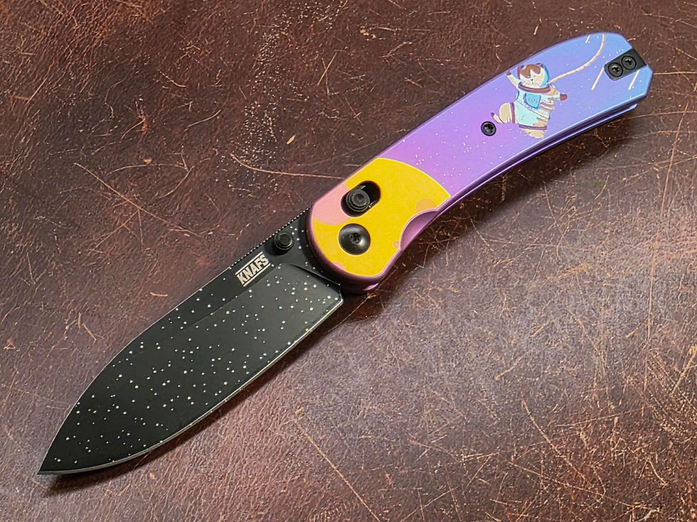 Knafs Lander 2 Pocket Knife Titanium "Kitty Cosmo Crew" Black Stars S35VN 00652