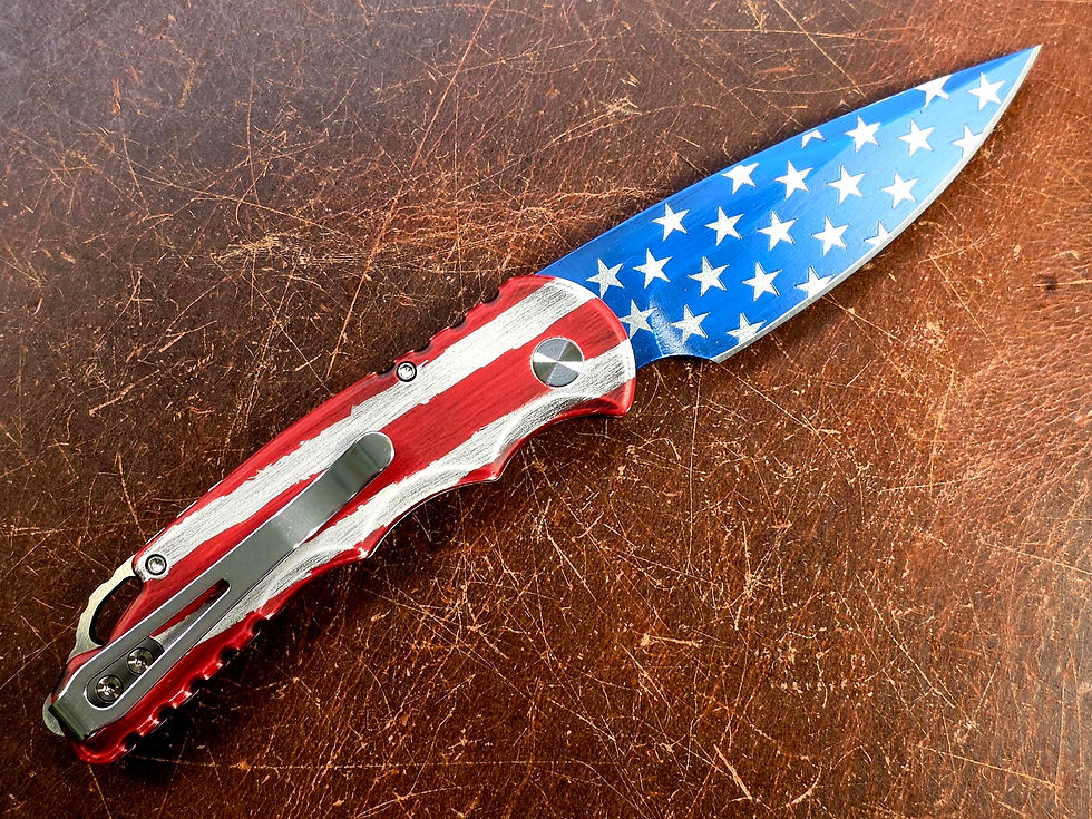 Thumbnail: Pro-Tech Knives - TR5 T501-Patriot - USA Flag Cerakote S35VN Serial #126 of 175