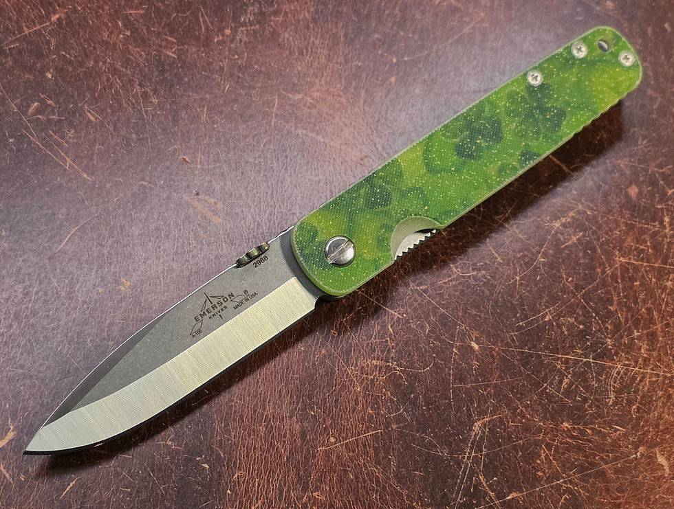 Emerson Knives A-100 SF Gold Dust Shamrock Green Area-51 St. Patty's Day