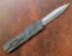 Thumbnail: Brian Tighe Twist OTF Dagger RWL-34 Satin Hand Rubbed DLC Ti Handle Fat Carbon