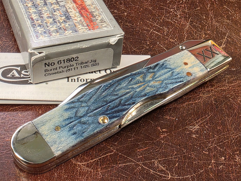 Thumbnail: Case XX Cheetah Knife - 2019 Tribal Jig Burnt Purple Bone - Model 61802
