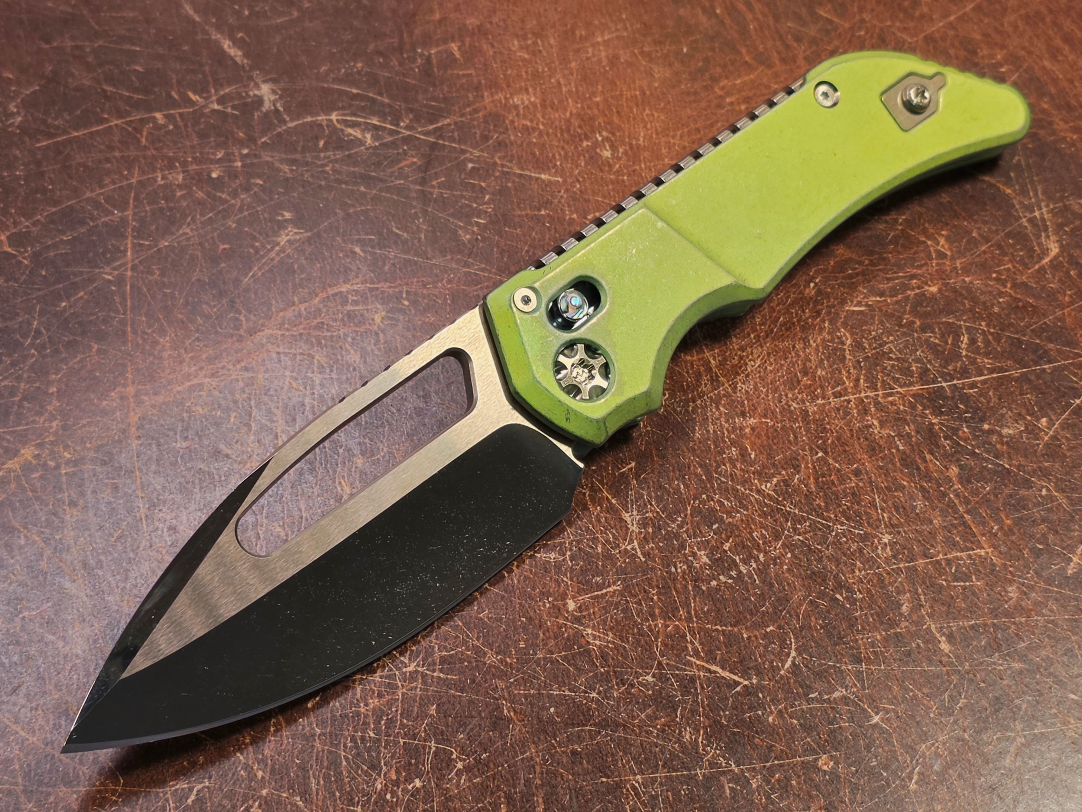 Heretic Custom Koschei Antique Green Titanium Handles & Bronze Cracked Ice M390