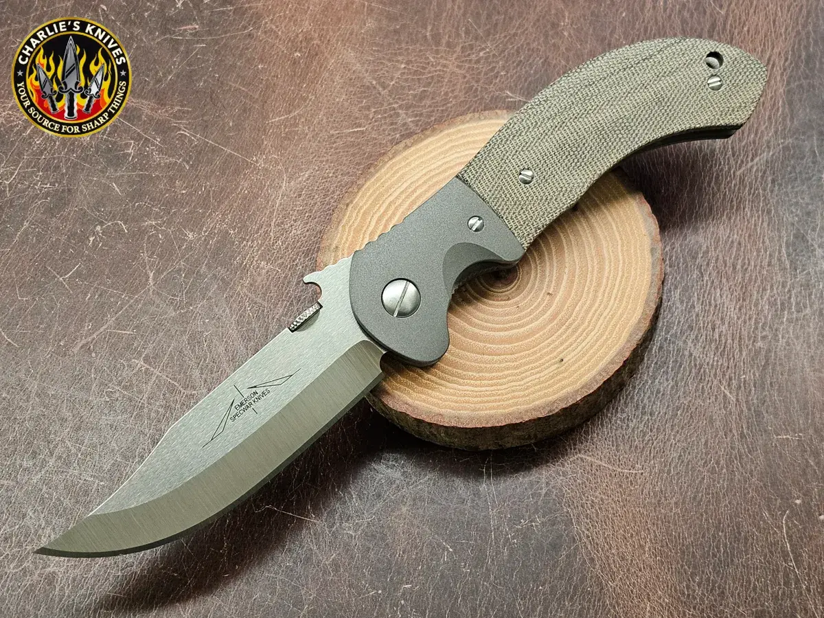 Ernest Emerson Custom Appalachian Specwar Green Micarta Ti Bolsters