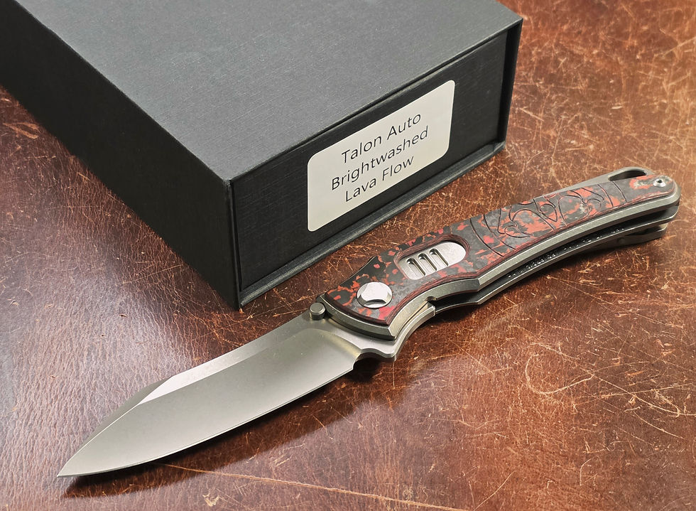 Thumbnail: Hawk Knives Talon Auto Bright Washed Titanium/Lava Flow Carbon Fiber M390