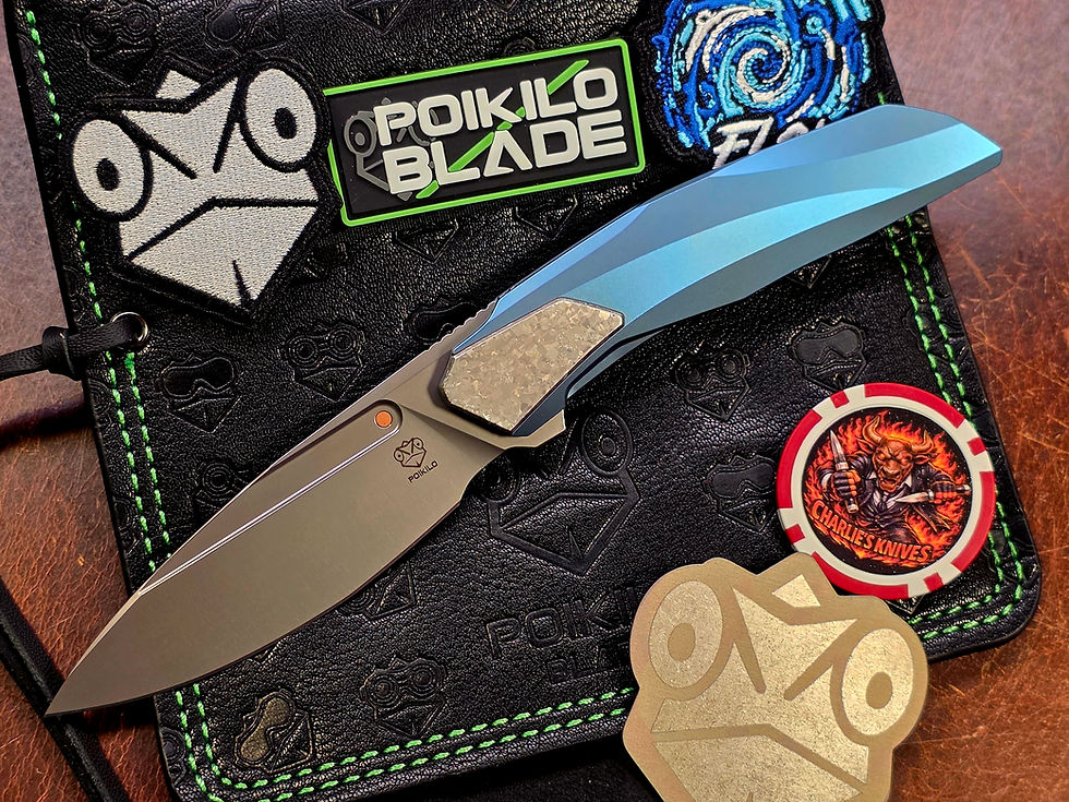 Poikilo Blade Vulpex VK-Flow S1 Pearlescent Stonewash M390 Flipper Blue Ti