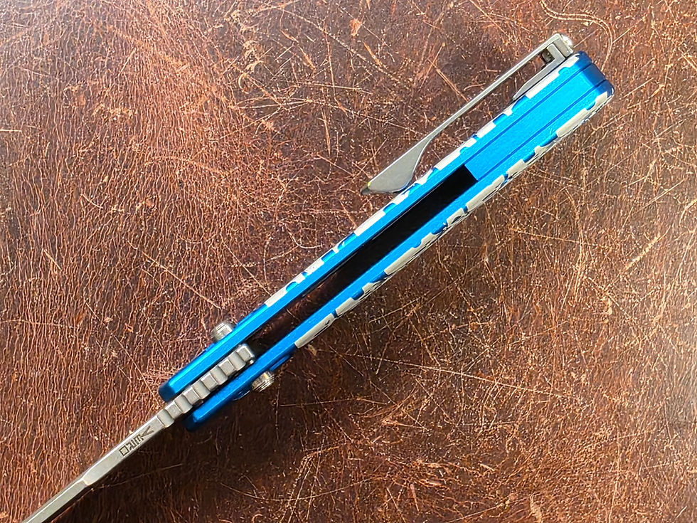 Thumbnail: Vero Engineering - Aura Blue ANO Skull Pattern/Stonewash Talon Ti Lynch Clip