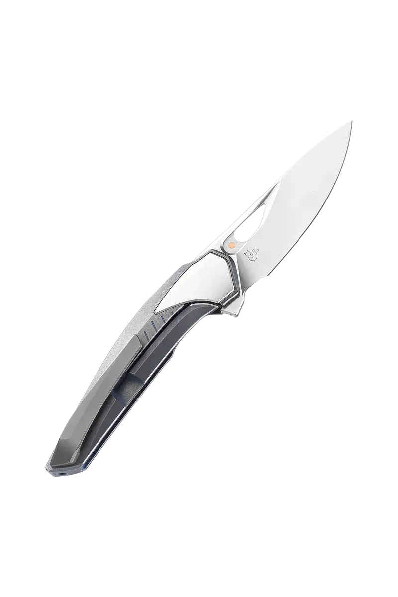 Poikilo Blade VK-ZAME (Shark) STD BLUE – M398 Drop Point – Titanium Handle